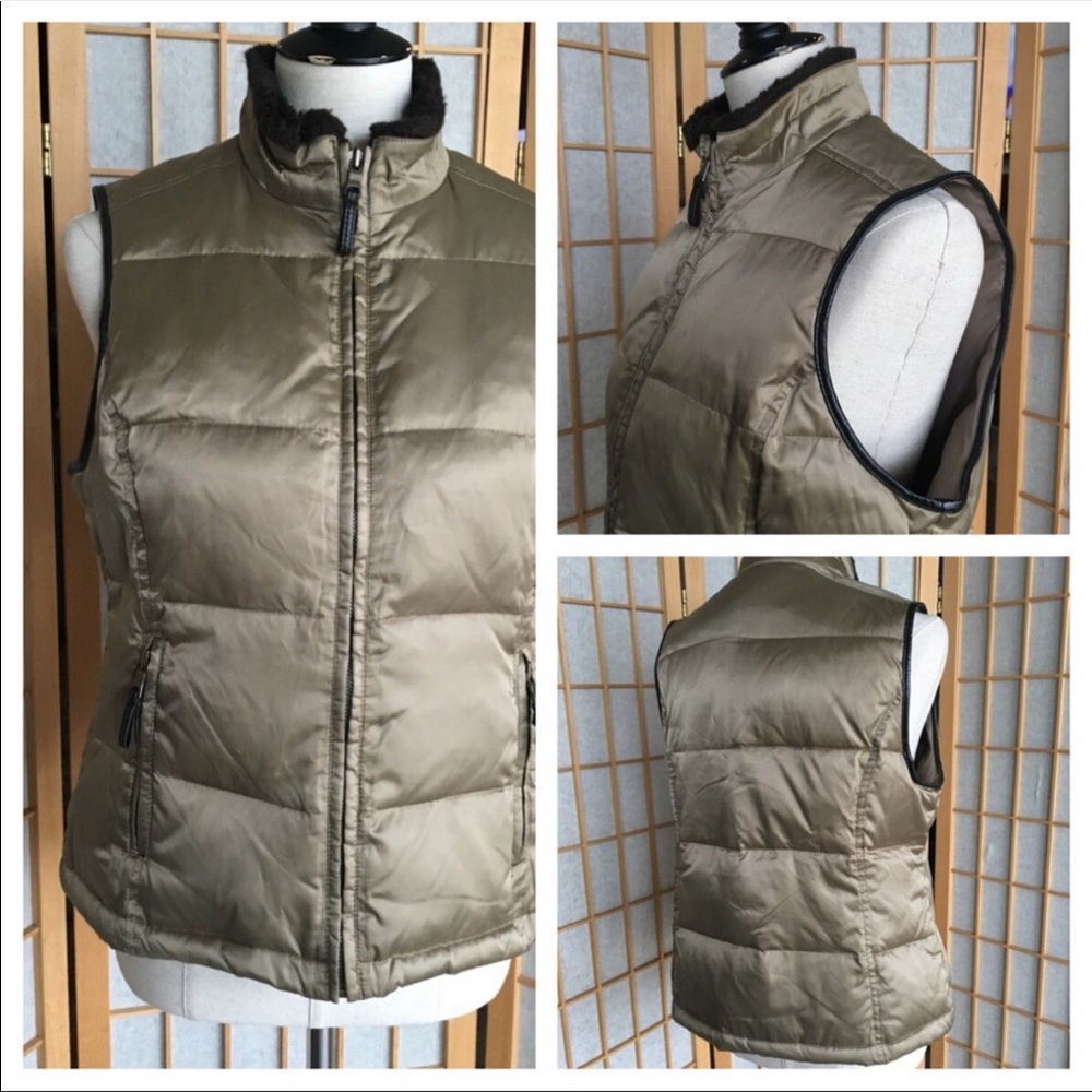 Charter Club Gold Feather Down Vest SZ MP - Picture 1 of 8